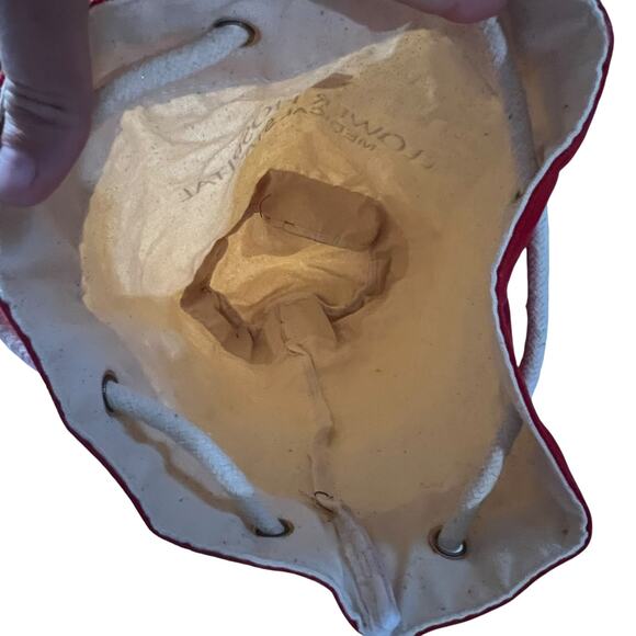 Flower Hospital Medical Staff Canvas Duffle Bag Red Cream Drawstring - Picture 2 of 13